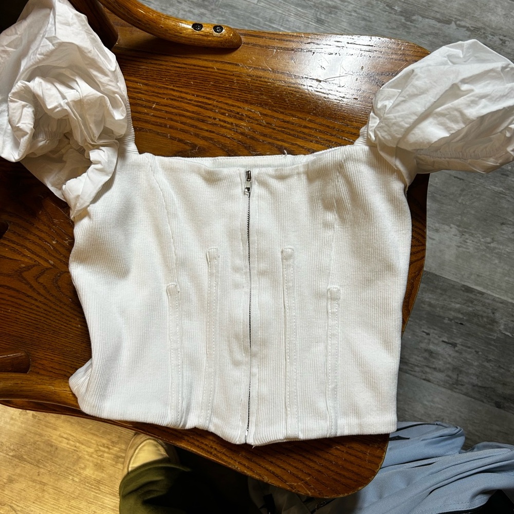 lane 201 off white puff sleeve top